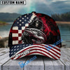 BlueJose Fishing Grunge American Flag Reaper Personalized Cap (13 Breeds)