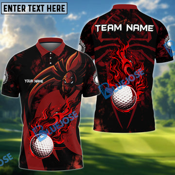 BlueJose Golf Spider Flame Personalized Name, Team Name 3D Shirt (6 Colors)