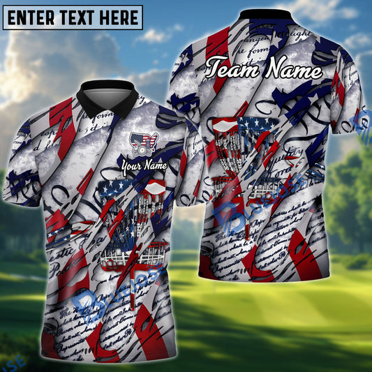 BlueJose Disc Golf American Patriot Customized Name, Team Name 3D Shirt