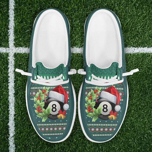 BlueJose Billiards Ball 8 Green Christmas Pattern Player Mesh Dude Shoes