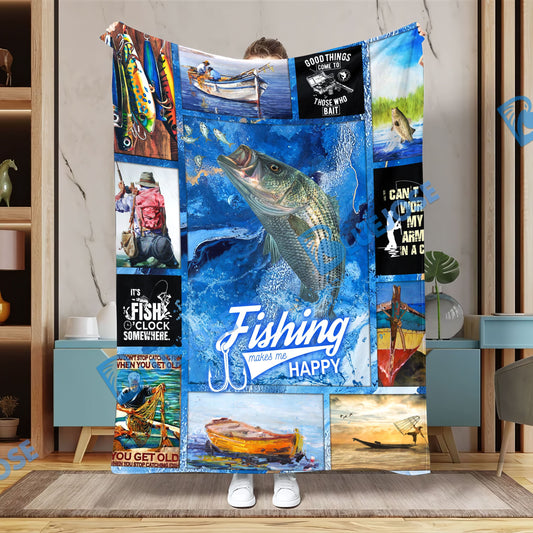 BlueJose Striped Bass Fishing Lovers Blanket