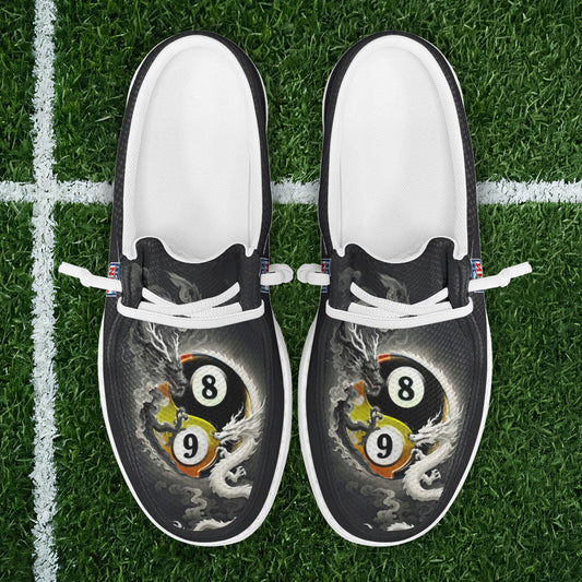 BlueJose Billiards 8 And 9 Ball Black And White Dragon Couple Mesh Dude Shoes
