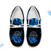 BlueJose Personalized Name Cornhole Blue White Canvas Loafer Shoes