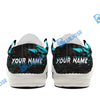 BlueJose Billiards 8 Ball Black Stains Grunge Cyan White Canvas Loafer Shoes