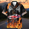 BlueJose Custom Photo Personalized Car "American Muscle Heritage" Flames Mustang Hawaiian Shirt