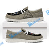 BlueJose Eagle Retro American Flag Billiard White Canvas Loafer Shoes