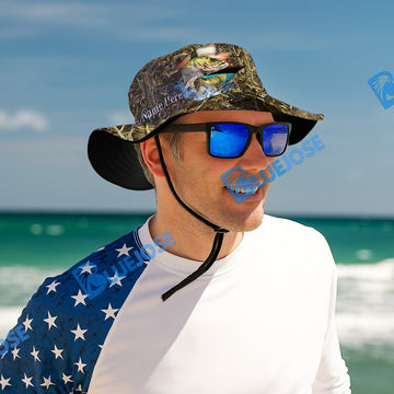BlueJose Walleye Camouflage Custom Name Bucket Hat