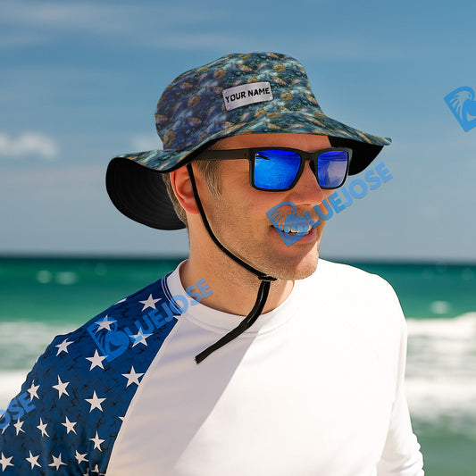 BlueJose Trout Fish Pattern Custom Name Bucket Hat