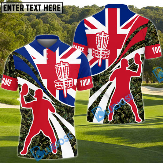 BlueJose Ultimate Flag Disc Golf Polo Personalized Name, Team Name 3D Shirt (4 Colors)