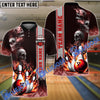 BlueJose Bowling And Pins Smoke Skull Gang Multicolor Customized Name 3D Shirt (4 Colors)
