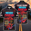 BlueJose Darts Never Give Up Graffiti Style Personalized Name, Team Name Unisex Shirt (4 Colors)