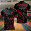 BlueJose Bowling And Pins Black Flaming Multicolor Customized Name 3D Shirt (4 Colors)