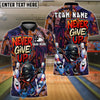 BlueJose Bowling And Pins Graffiti Never Give Up Dab Customized Name, Team Name 3D Shirt (4 Colors)