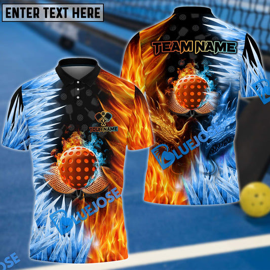 BlueJose Pickleball Fire and Ice Personalized Name, Team Name Unisex Shirt