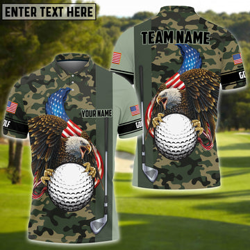 BlueJose Golf Premium Eagle US Camo Customized Name, Team Name 3D Shirts (4 Colors)