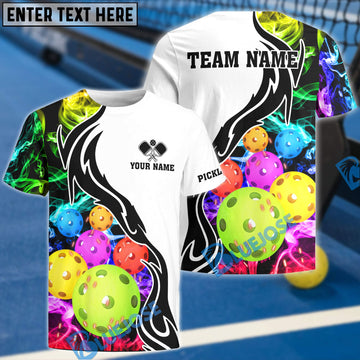 BlueJose Pickleball Rainbow Smoke 2 Personalized Name, Team Name Unisex Shirt