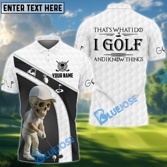 BlueJose Skull Golfer Polo Shirt, Custom Name & Team Name 3D Shirts