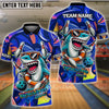 BlueJose Bowling And Pins Funny Shark Graffiti Pattern Customized Name, Team Name 3D Shirt (4 Colors)