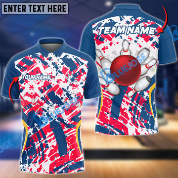 BlueJoses Bowling with Colorful Background Customized Name, Team Name 3D Shirt