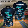 BlueJose Bowling Fear the Ball Cartoon Power Style Customized Name, Team Name 3D Shirt (4 Colors)