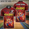 BlueJose Bowling And Pins Spray Bowling Crew Customized Name, Team Name 3D Shirt (4 Colors)