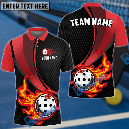 BlueJose Pickleball Fire Curve Line Personalized Name, Team Name Unisex Shirt (4 Colors)