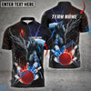 BlueJose Bowling And Pins Dragon And Wolf Multicolor Customized Name Shirt (4 Colors)
