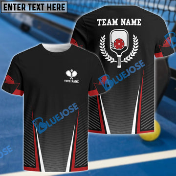 BlueJose Personalized Name And Team Name Red Black Sport Style Pickleball Shirt