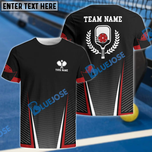 BlueJose Personalized Name And Team Name Red Black Sport Style Pickleball Shirt