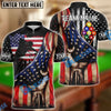 BlueJose Billiards American Flag 9 Ball Player Personalized Name, Team Name Shirt