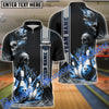 BlueJose Bowling And Pins Smoke Skull Gang Multicolor Customized Name 3D Shirt (4 Colors)