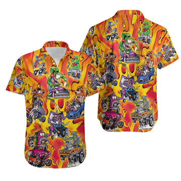 BlueJose Rat Fink Rattail Hot Rod Curved Button Down Shirt