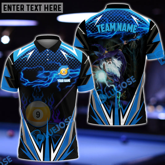 BlueJose Billiards With Wizard Blue Fire Personalized Shirt