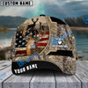 BlueJose Deer Hunting American Flag Pattern Multicolor Personalized Name 3D Cap (4 colors)