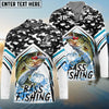 Bluejose Bass Fishing Black Camo Sport Custom Name & Team Name 3D Shirts