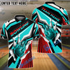 BlueJose Bowling And Pins Strike Color Race 2 Customized Name 3D Shirt ( 4 Colors )