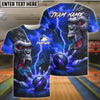 BlueJose Bowling Gorilla Demon Skull Lightning Design Customized Name, Team Name 3D Shirt (4 Colors)