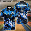 BlueJose Bowling And Pins Neon Flame Customized Name 3D Shirt (4 Colors)