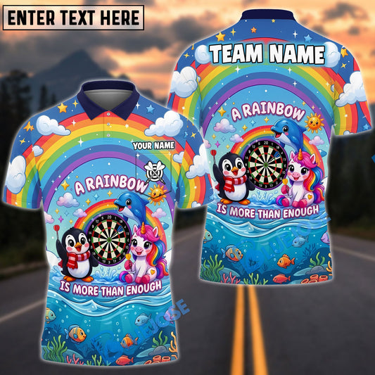 BlueJose Darts Cute Unicorn Penguin Dolphin Rainbow Fantasy Design Personalized Name Shirt
