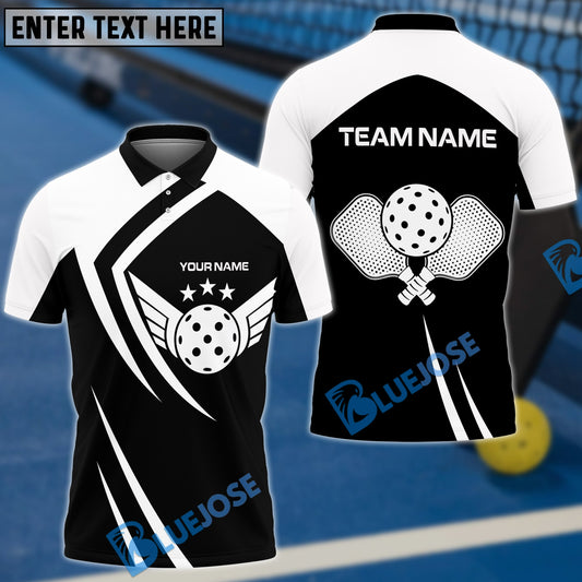 BlueJose Pickleball Wings BnW Personalized Name, Team Name Unisex Shirt