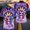 BlueJose Darts Dartboard Colorful Rainbow Unicorn Girl Galaxy Background Personalized Name Shirt