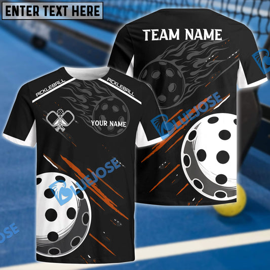 BlueJose Pickleball Fire Line Personalized Name, Team Name Unisex Shirt (3 Colors)