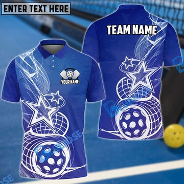 BlueJose Pickleball Star Customized Name 3D Shirt (4 Colors)