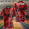 BlueJose Bowling And Pins Smoke Wolf Customized Name 3D Shirt (4 Colors)