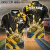 BlueJose Bowling And Pins Grunge Flame Customized Name 3D Shirt ( 6 Colors)