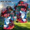 BlueJose Golf Funny Shark Graffiti Customized Name, Team Name 3D Shirts (4 Colors)