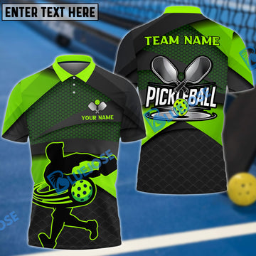 BlueJose Pickleball Action Customized Name 3D Shirt (4 Colors)