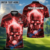 BlueJose Golf Skull Ball Fire Pattern Customized Name, Team Name 3D Shirts (4 Colors)