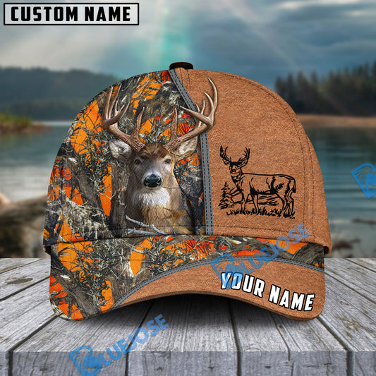BlueJose Orange Hunting Season Pattern Personalized Name Cap