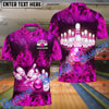 BlueJose Bowling Flame Pattern Multicolor Customized Name 3D Polo Shirt